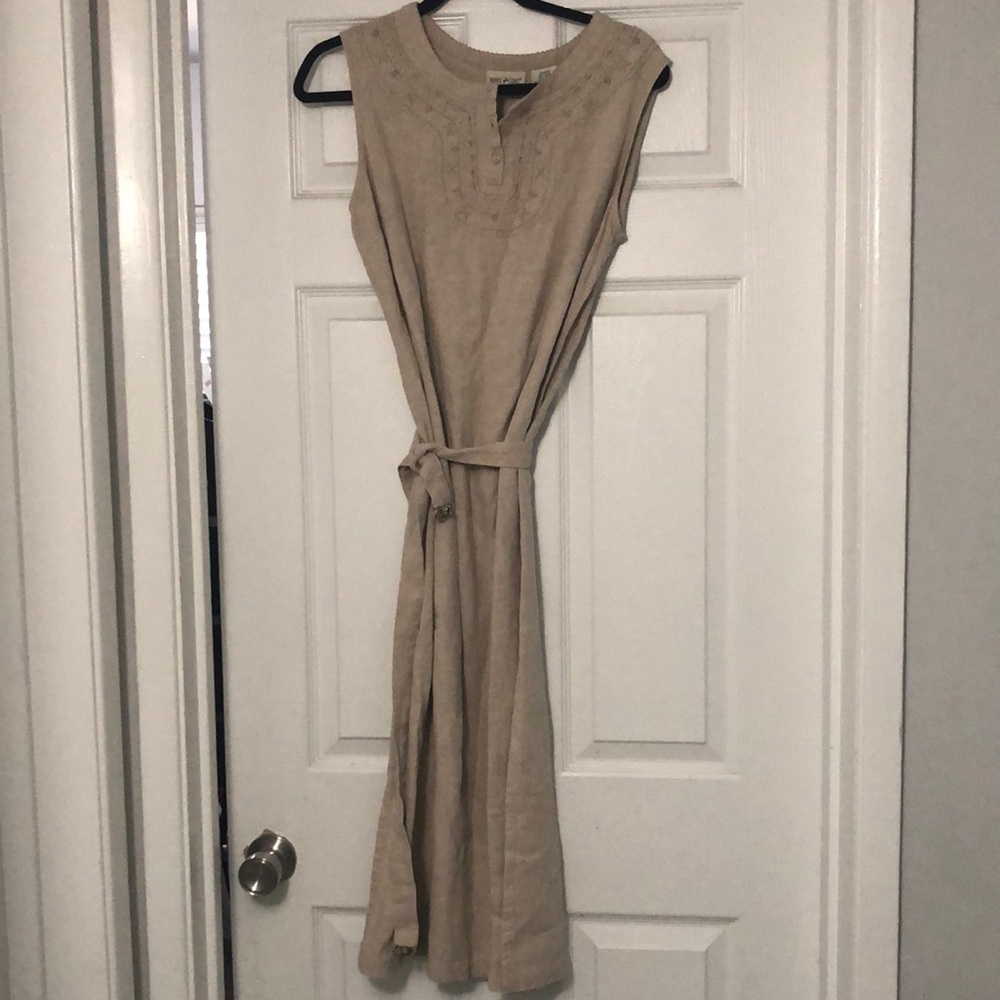 White Stag Linen Blend Midi Dress Size Medium
